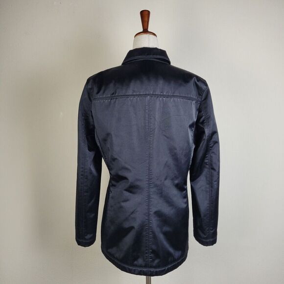 J. Crew Jacket Womens 8 Black Satin Classic Minimalist Basic Zip - Picture 3 of 5